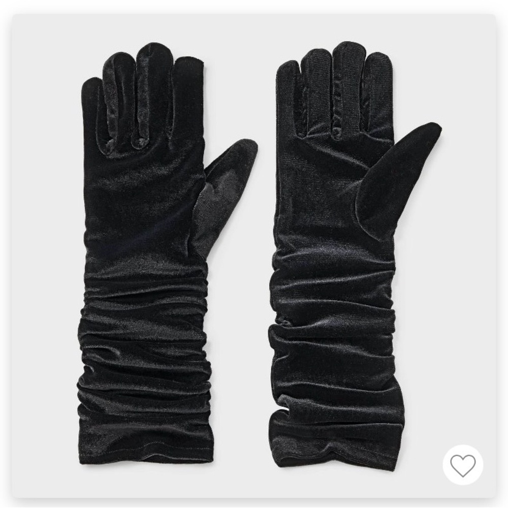 *NWT* Halloween Long Black Velvet Gloves